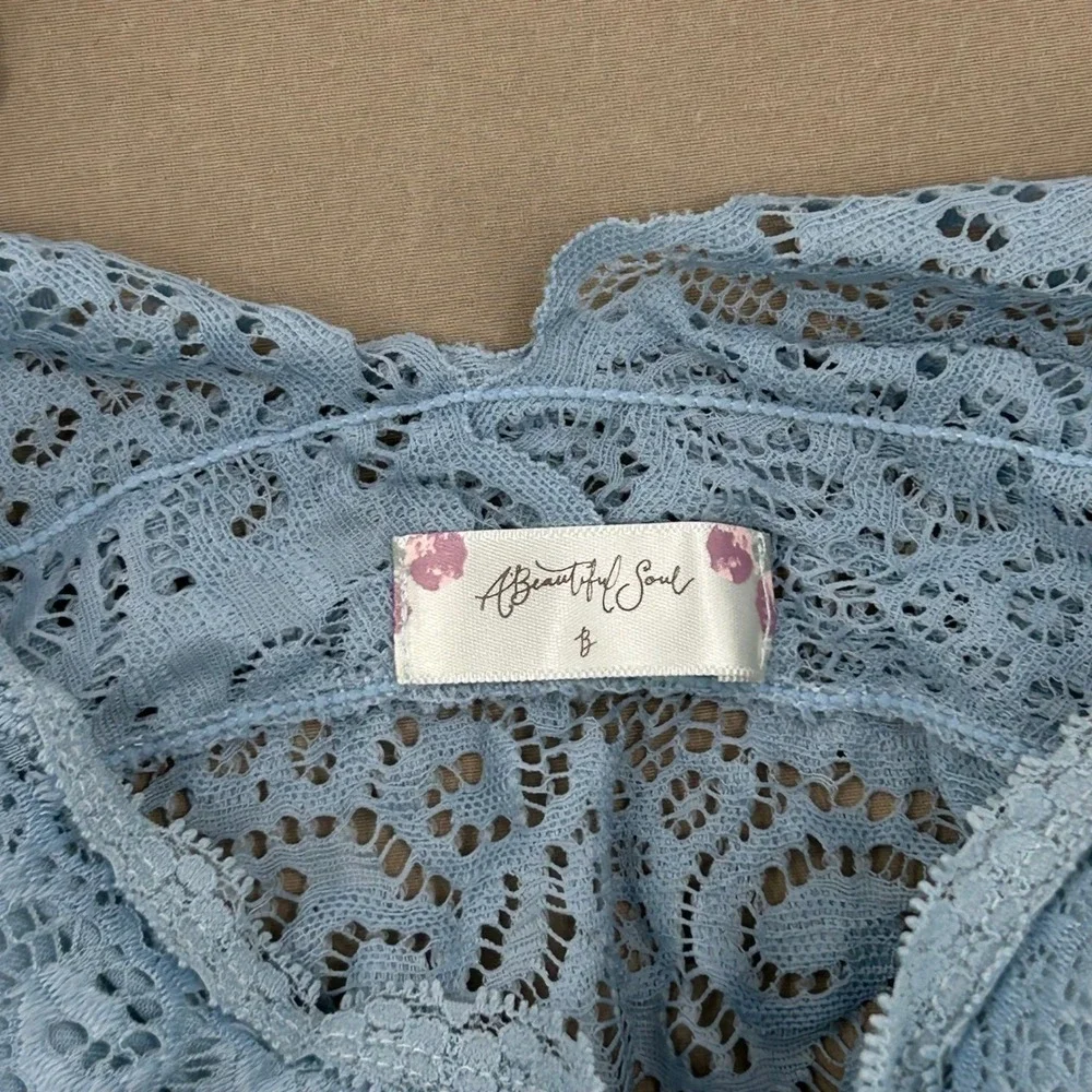 A Beautiful Soul‎ Lace Bralette Women B Blue White Floral Crop Boho Coquette 2PK
